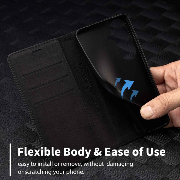 For Galaxy A18 5G/A18 4G LC.IMEEKE Carbon Fiber Leather Phone Case(Vertical Black)