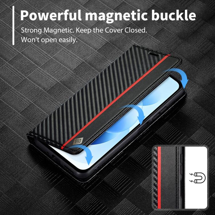 For Redmi Note 17 4G / 5G Global 169.7mm LC.IMEEKE Carbon Fiber Leather Phone Case(Vertical Black)