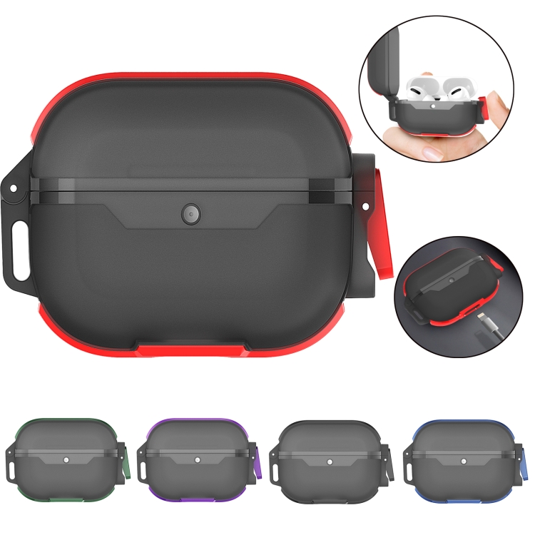 For AirPods 4 Wireless Earphones Shockproof Protective Case(Black Red) For AirPods 4 Wireless Earphones Shockproof Protective Case(Black Red)