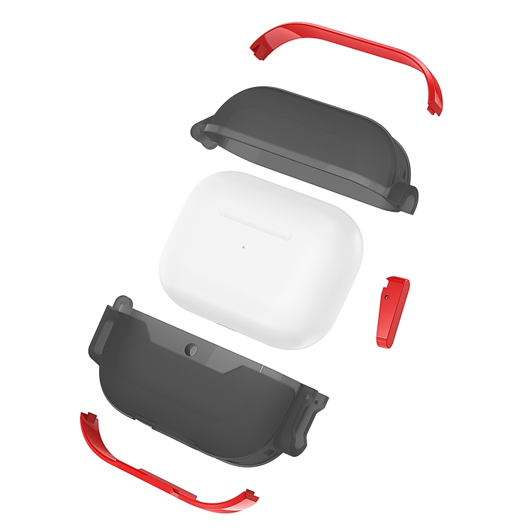 For AirPods 4 Wireless Earphones Shockproof Protective Case(Black Red) For AirPods 4 Wireless Earphones Shockproof Protective Case(Black Red)