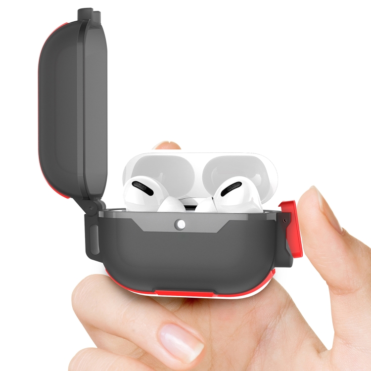 For AirPods 4 Wireless Earphones Shockproof Protective Case(Black Red) For AirPods 4 Wireless Earphones Shockproof Protective Case(Black Red)