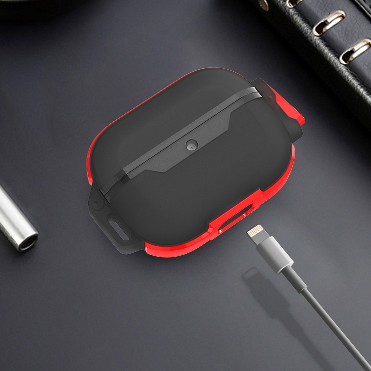 For AirPods 4 Wireless Earphones Shockproof Protective Case(Black Red) For AirPods 4 Wireless Earphones Shockproof Protective Case(Black Red)
