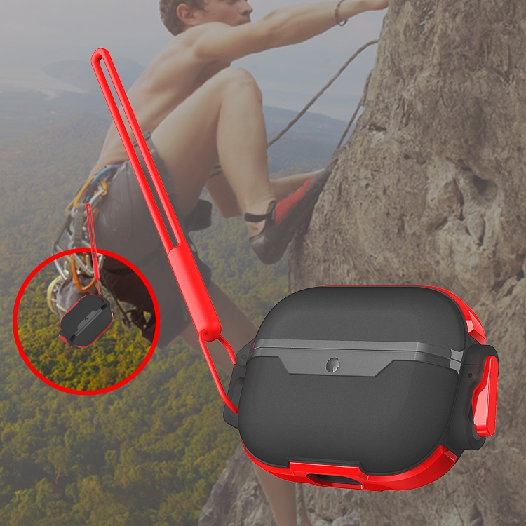 For AirPods 4 Wireless Earphones Shockproof Protective Case(Black Red) For AirPods 4 Wireless Earphones Shockproof Protective Case(Black Red)
