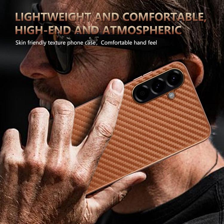 For Samsung Galaxy A57 5G AZNS Electroplated Edge Carbon Fiber Texture Phone Case(Black)