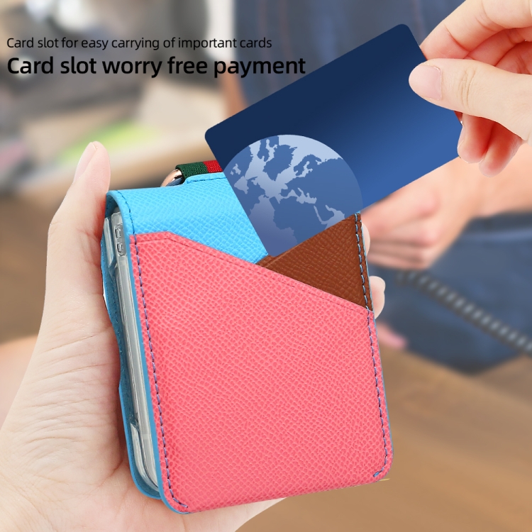 For Samsung Galaxy Z Flip6 VIETAO Metal Ring Card Slot PU Phone Case(Blue Pink) For Samsung Galaxy Z Flip6 VIETAO Metal Ring Card Slot PU Phone Case(Blue Pink)