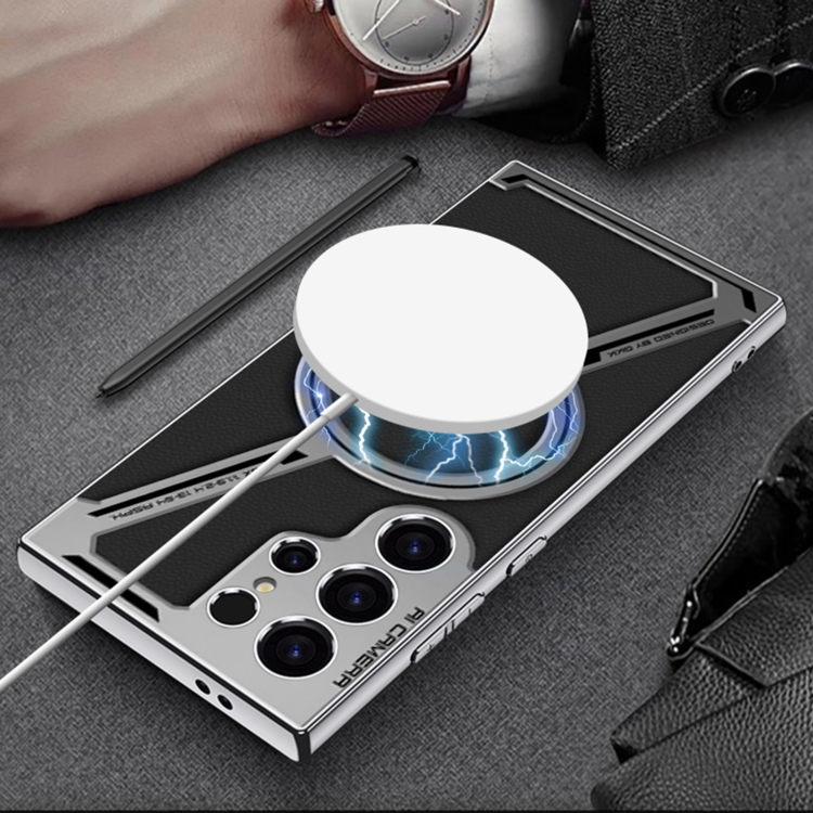 For Samsung Galaxy S23 Ultra 5G GKK Integrated Electroplating Leather Z-Shape MagSafe Phone Case(Carbon Fiber) For Samsung Galaxy S23 Ultra 5G GKK Integrated Electroplating Leather Z-Shape MagSafe Phone Case(Carbon Fiber)