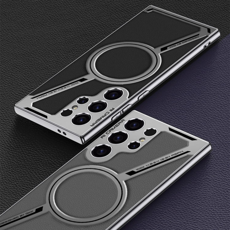For Samsung Galaxy S23 Ultra 5G GKK Integrated Electroplating Leather Z-Shape MagSafe Phone Case(Carbon Fiber) For Samsung Galaxy S23 Ultra 5G GKK Integrated Electroplating Leather Z-Shape MagSafe Phone Case(Carbon Fiber)