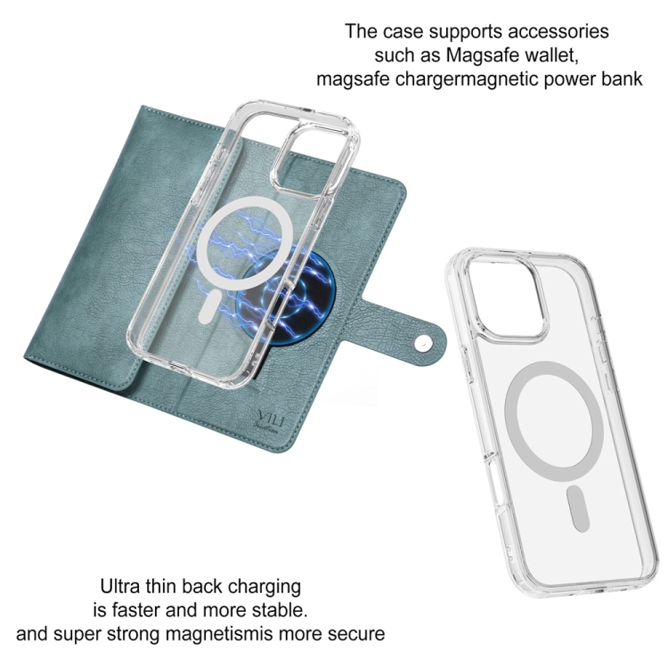 For iPhone 15 ViLi GVS-C Series MagSafe Magnetic RFID Leather Flip Phone Case(Green) For iPhone 15 ViLi GVS-C Series MagSafe Magnetic RFID Leather Flip Phone Case(Green)