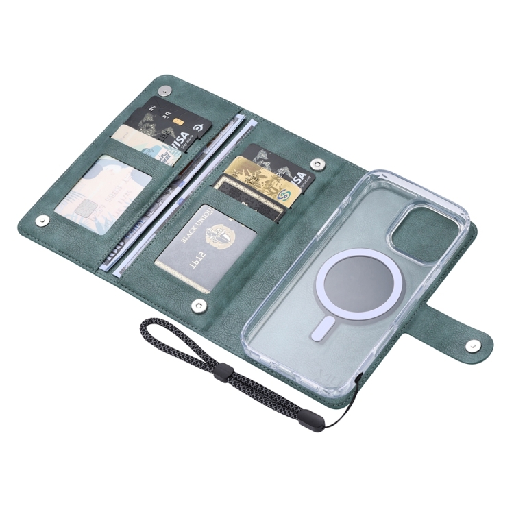 For iPhone 15 ViLi GVS-C Series MagSafe Magnetic RFID Leather Flip Phone Case(Green) For iPhone 15 ViLi GVS-C Series MagSafe Magnetic RFID Leather Flip Phone Case(Green)