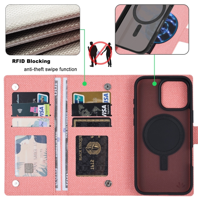 For iPhone 14 ViLi GBS Series MagSafe Magnetic RFID Leather Flip Phone Case(Pink) For iPhone 14 ViLi GBS Series MagSafe Magnetic RFID Leather Flip Phone Case(Pink)