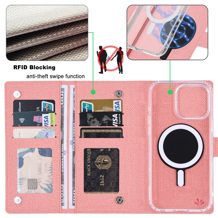 For iPhone 14 Plus ViLi GBS-C Series MagSafe Magnetic RFID Leather Flip Phone Case(Pink) For iPhone 14 Plus ViLi GBS-C Series MagSafe Magnetic RFID Leather Flip Phone Case(Pink)