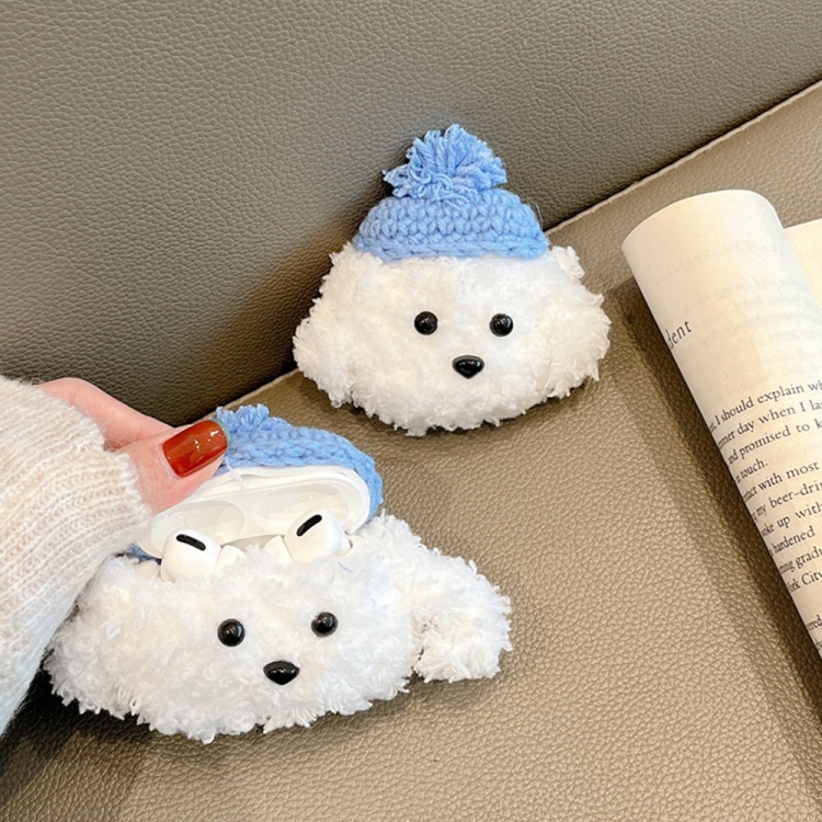 For AirPods Pro 2 Cute Plush Puppy Bluetooth Earphone Protective Case(Blue White) For AirPods Pro 2 Cute Plush Puppy Bluetooth Earphone Protective Case(Blue White)