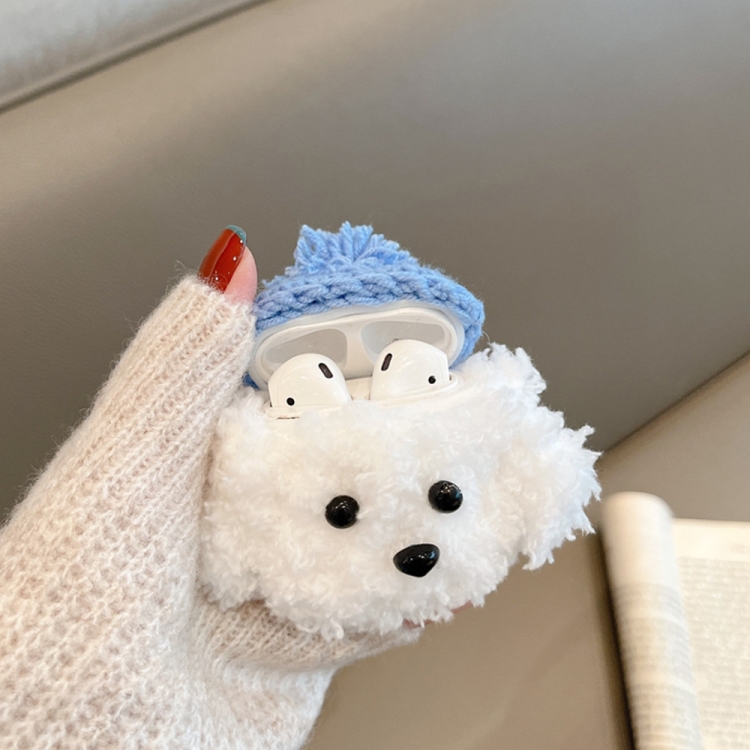 For AirPods Pro 2 Cute Plush Puppy Bluetooth Earphone Protective Case(Blue White) For AirPods Pro 2 Cute Plush Puppy Bluetooth Earphone Protective Case(Blue White)