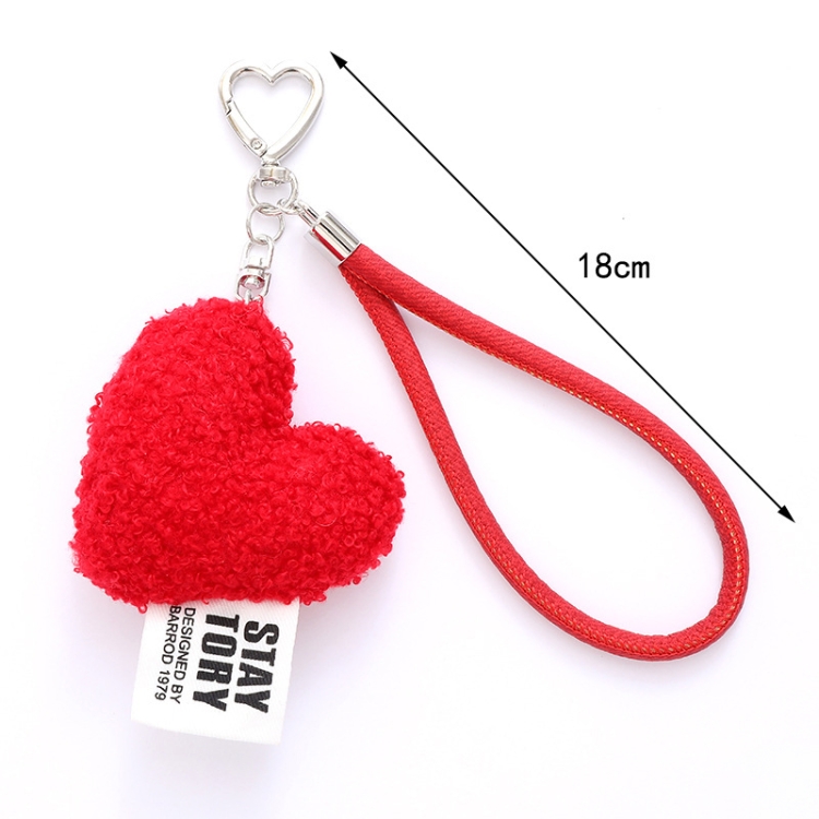 Imitation Wool Plush Heart Keychain Mobile Phone Wrist Lanyard(White)
