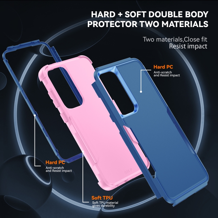For Samsung Galaxy S25+ 5G TPU + PC Shockproof Protective Phone Case(Royal Blue + Pink) For Samsung Galaxy S25+ 5G TPU + PC Shockproof Protective Phone Case(Royal Blue + Pink)