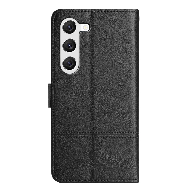For Samsung Galaxy S25 5G Cowhide Texture Stitching Leather Phone Case(Black) For Samsung Galaxy S25 5G Cowhide Texture Stitching Leather Phone Case(Black)