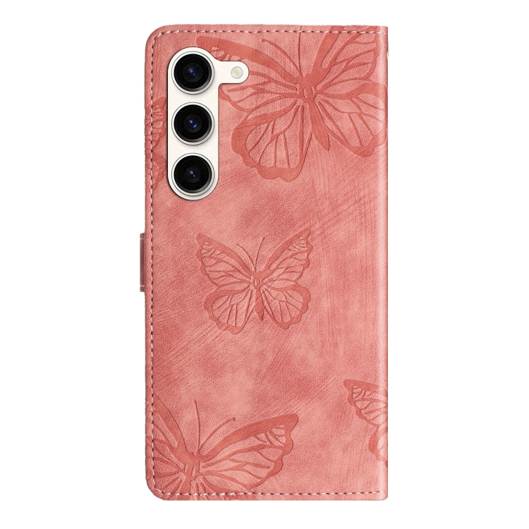 For Samsung Galaxy S25+ 5G Skin-feel Embossed Butterfly Leather Phone Case(Pink) For Samsung Galaxy S25+ 5G Skin-feel Embossed Butterfly Leather Phone Case(Pink)