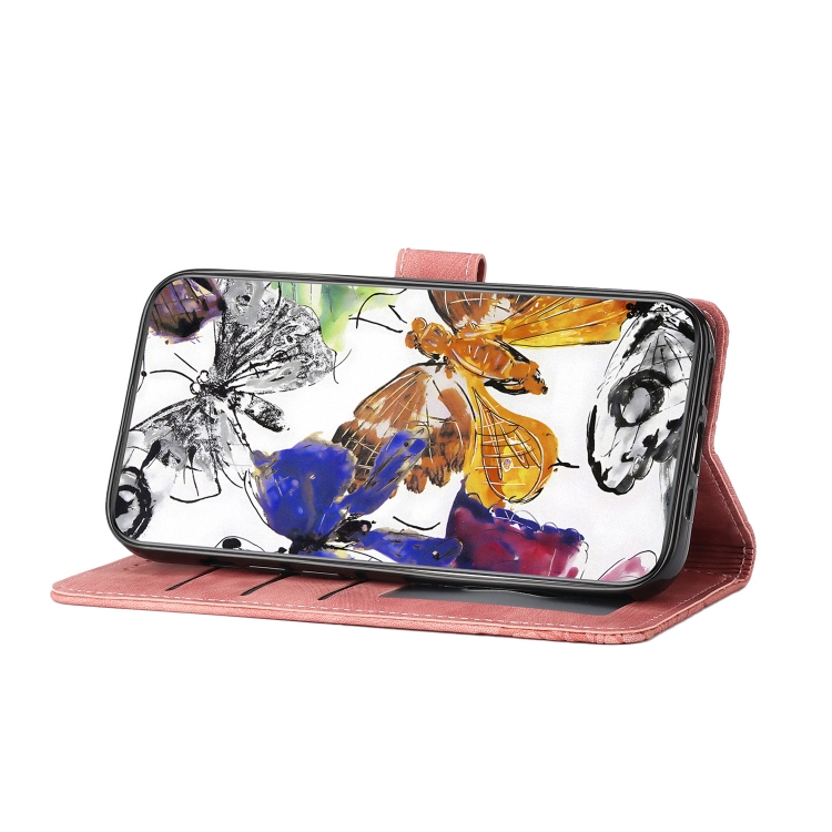 For Samsung Galaxy S25+ 5G Skin-feel Embossed Butterfly Leather Phone Case(Pink) For Samsung Galaxy S25+ 5G Skin-feel Embossed Butterfly Leather Phone Case(Pink)