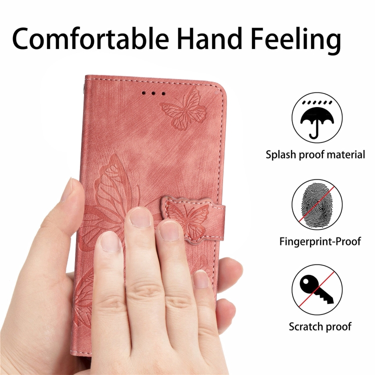 For Samsung Galaxy S25+ 5G Skin-feel Embossed Butterfly Leather Phone Case(Pink) For Samsung Galaxy S25+ 5G Skin-feel Embossed Butterfly Leather Phone Case(Pink)