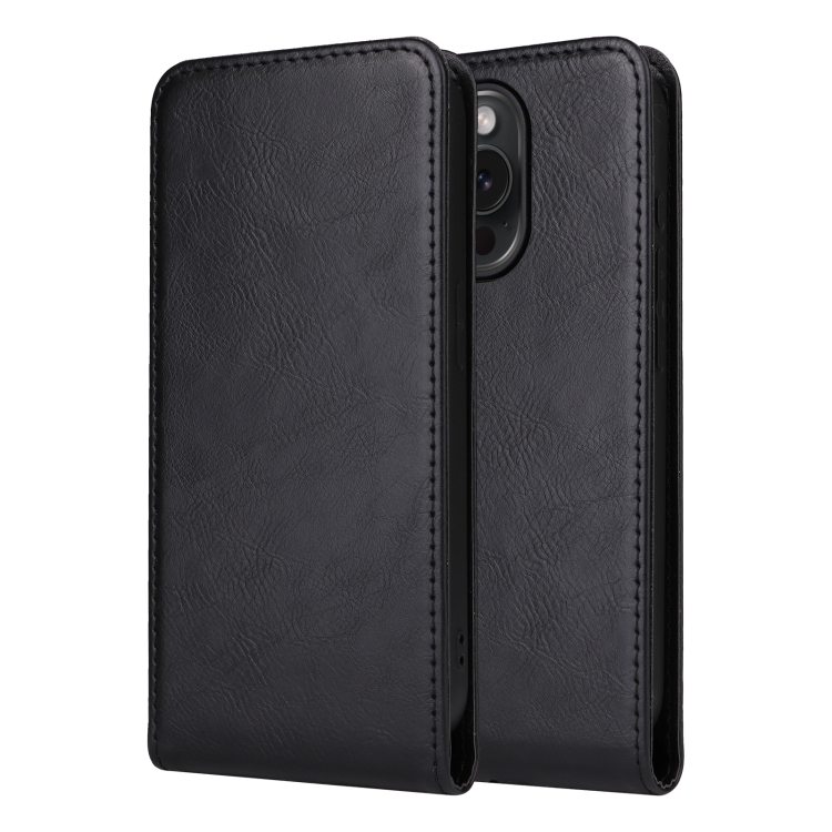 For iPhone 15 Pro Magnetic Vertical Flip Leather Phone Case(Black) For iPhone 15 Pro Magnetic Vertical Flip Leather Phone Case(Black)
