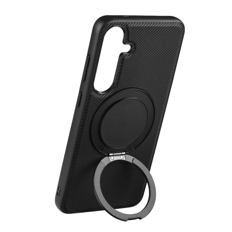 For Samsung Galaxy S25 5G ViLi TCY Series Kevlar Leather Texture Rotating Holder Phone Case(Black) For Samsung Galaxy S25 5G ViLi TCY Series Kevlar Leather Texture Rotating Holder Phone Case(Black)