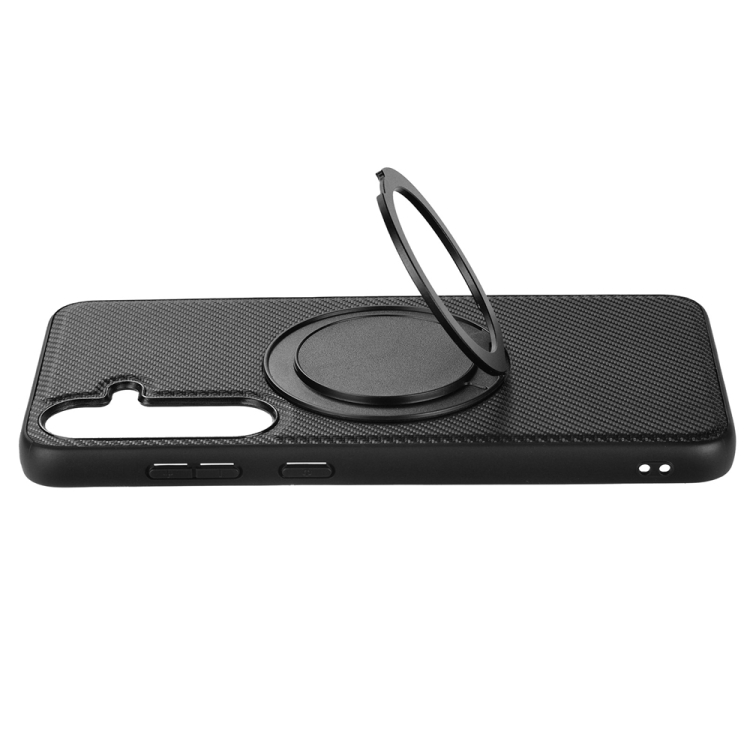 For Samsung Galaxy S25 5G ViLi TCY Series Kevlar Leather Texture Rotating Holder Phone Case(Black) For Samsung Galaxy S25 5G ViLi TCY Series Kevlar Leather Texture Rotating Holder Phone Case(Black)