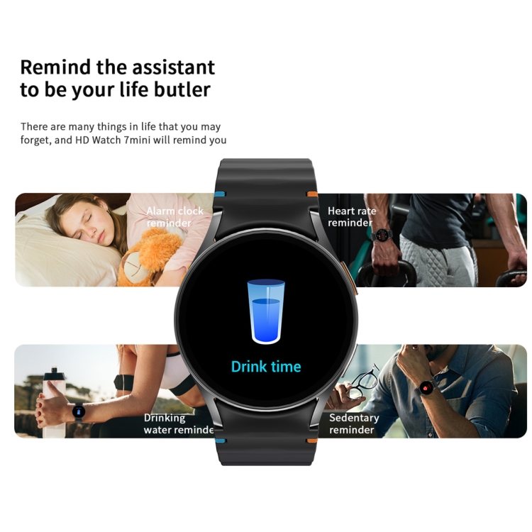 HD Watch7 mini 1.3 inch AMOLED Screen Smart Watch Supports Heart Rate Monitoring/Blood Oxygen Monitoring(Black) - B5