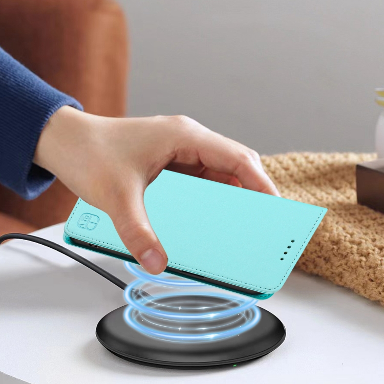 For Samsung Galaxy S24 / S25 5G RC01 Dual-Folded Magnetic Suction RFID Leather Phone Case(Mint Green)