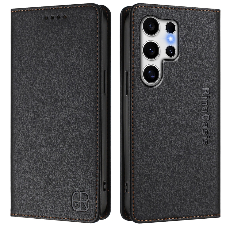 For Samsung Galaxy S24 Ultra 5G RC01 Dual-Folded Magnetic Suction RFID Leather Phone Case(Black) For Samsung Galaxy S24 Ultra 5G RC01 Dual-Folded Magnetic Suction RFID Leather Phone Case(Black)