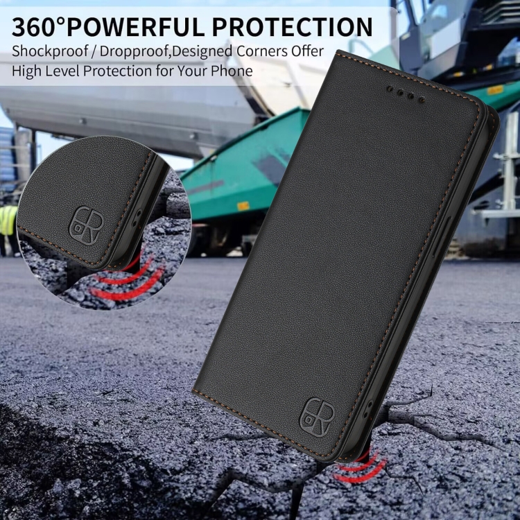For Samsung Galaxy S23+ 5G RC01 Dual-Folded Magnetic Suction RFID Leather Phone Case(Black)