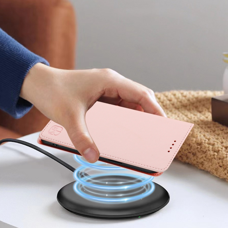 For Samsung Galaxy S22 Ultra 5G RC01 Dual-Folded Magnetic Suction RFID Leather Phone Case(Pink)