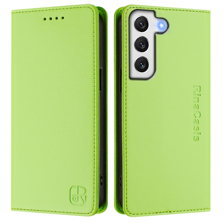 For Samsung Galaxy S21 5G RC01 Dual-Folded Magnetic Suction RFID Leather Phone Case(Grass Green) For Samsung Galaxy S21 5G RC01 Dual-Folded Magnetic Suction RFID Leather Phone Case(Grass Green)