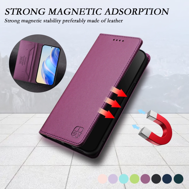 For Galaxy S20 FE RC01 Dual-Folded Magnetic Suction RFID Leather Phone Case(Violet) 6