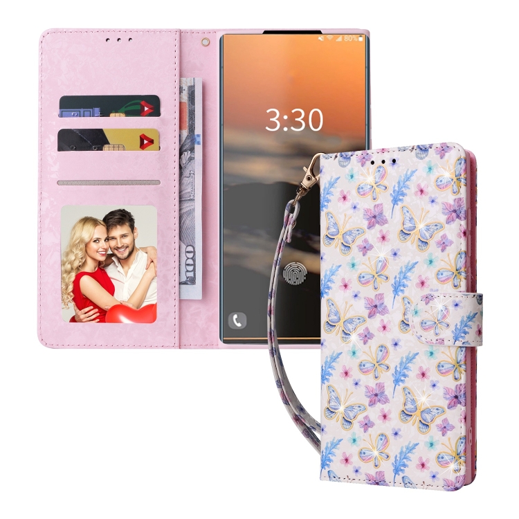 For Samsung Galaxy S23 Ultra 5G Bronzing Painting RFID Leather Phone Case(Pansies) For Samsung Galaxy S23 Ultra 5G Bronzing Painting RFID Leather Phone Case(Pansies)