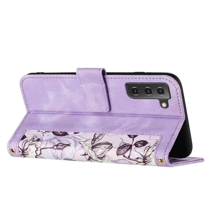 For Samsung Galaxy S22+ 5G Floral Pattern Leather Phone Case with Lanyard(Light Purple) For Samsung Galaxy S22+ 5G Floral Pattern Leather Phone Case with Lanyard(Light Purple)