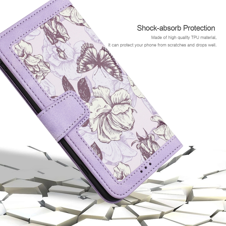 For Samsung Galaxy S22+ 5G Floral Pattern Leather Phone Case with Lanyard(Light Purple) For Samsung Galaxy S22+ 5G Floral Pattern Leather Phone Case with Lanyard(Light Purple)