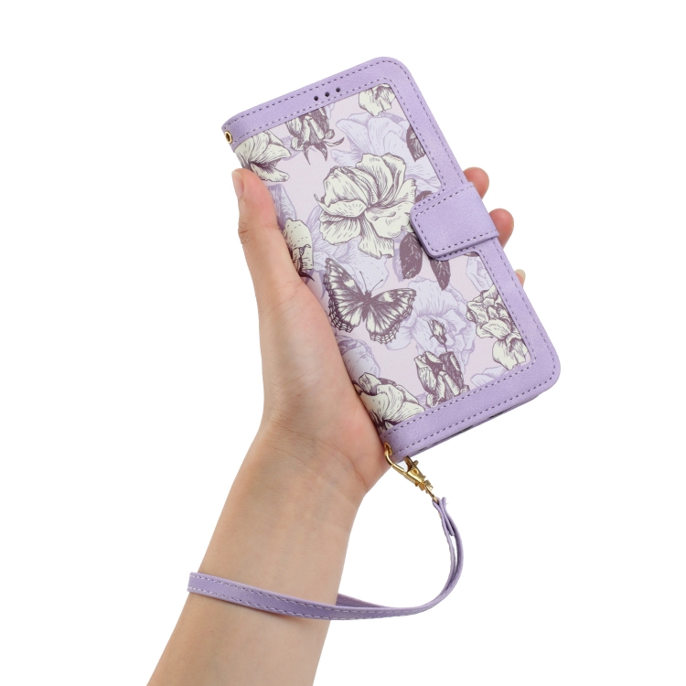 For Samsung Galaxy S22+ 5G Floral Pattern Leather Phone Case with Lanyard(Light Purple) For Samsung Galaxy S22+ 5G Floral Pattern Leather Phone Case with Lanyard(Light Purple)
