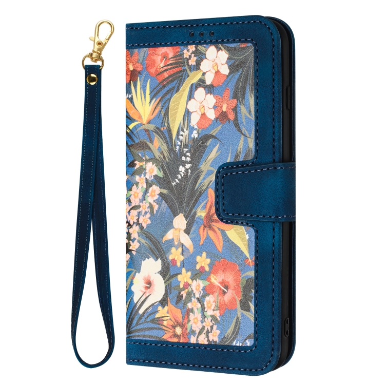 For Samsung Galaxy S21+ 5G Floral Pattern Leather Phone Case with Lanyard(Dark Blue) For Samsung Galaxy S21+ 5G Floral Pattern Leather Phone Case with Lanyard(Dark Blue)