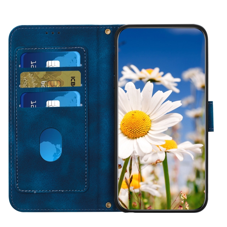 For Samsung Galaxy S21+ 5G Floral Pattern Leather Phone Case with Lanyard(Dark Blue) For Samsung Galaxy S21+ 5G Floral Pattern Leather Phone Case with Lanyard(Dark Blue)