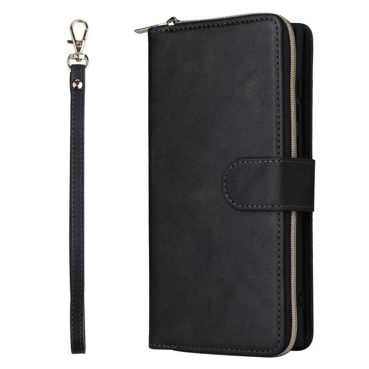 For Galaxy S26 Ultra 5G 9 Card Slots Zipper Wallet Bag Leather Phone Case(Black) 2