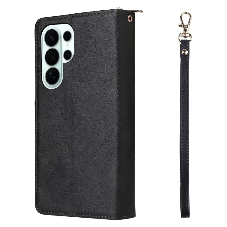 For Galaxy S26 Ultra 5G 9 Card Slots Zipper Wallet Bag Leather Phone Case(Black) 3