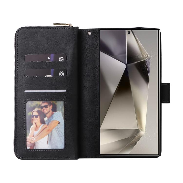 For Galaxy S26 Ultra 5G 9 Card Slots Zipper Wallet Bag Leather Phone Case(Black) 4