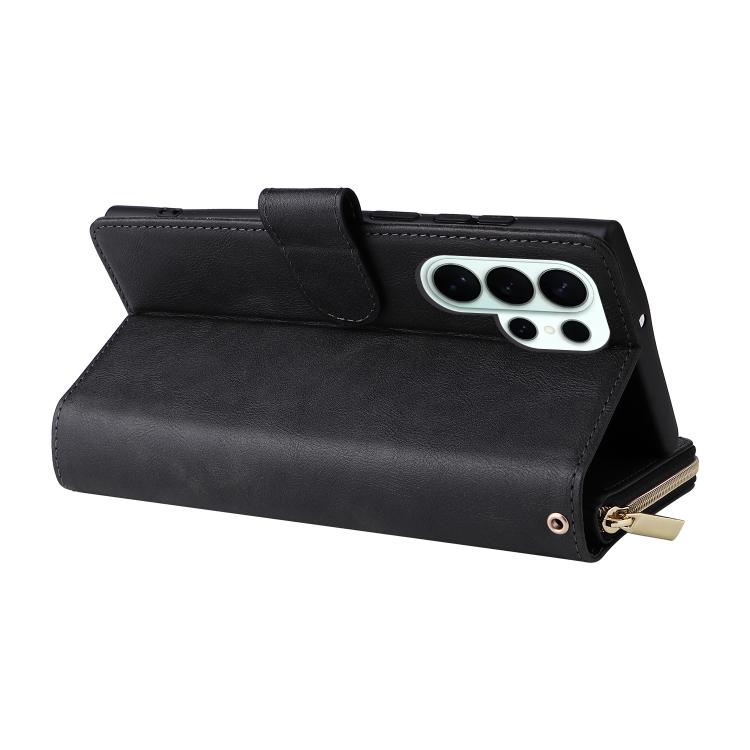 For Galaxy S26 Ultra 5G 9 Card Slots Zipper Wallet Bag Leather Phone Case(Black) 7