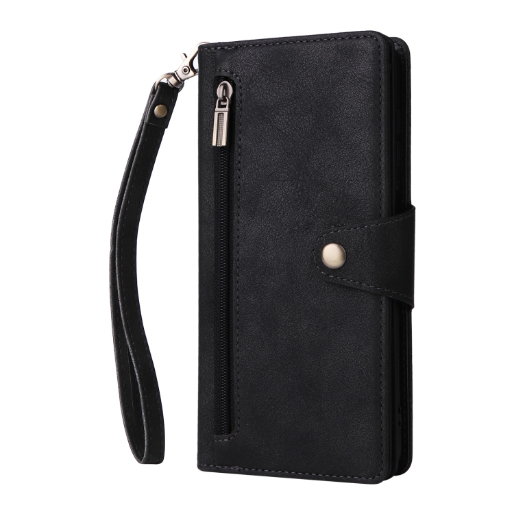 For Samsung Galaxy S25+ 5G Rivet Buckle 9 Cards Three Fold Leather Phone Case(Black) For Samsung Galaxy S25+ 5G Rivet Buckle 9 Cards Three Fold Leather Phone Case(Black)
