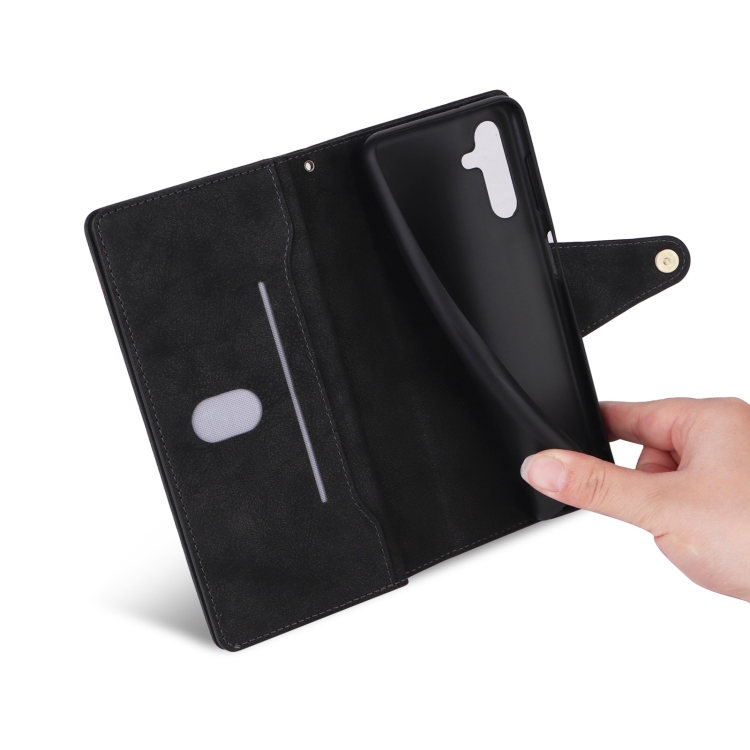 For Samsung Galaxy S25+ 5G Rivet Buckle 9 Cards Three Fold Leather Phone Case(Black) For Samsung Galaxy S25+ 5G Rivet Buckle 9 Cards Three Fold Leather Phone Case(Black)