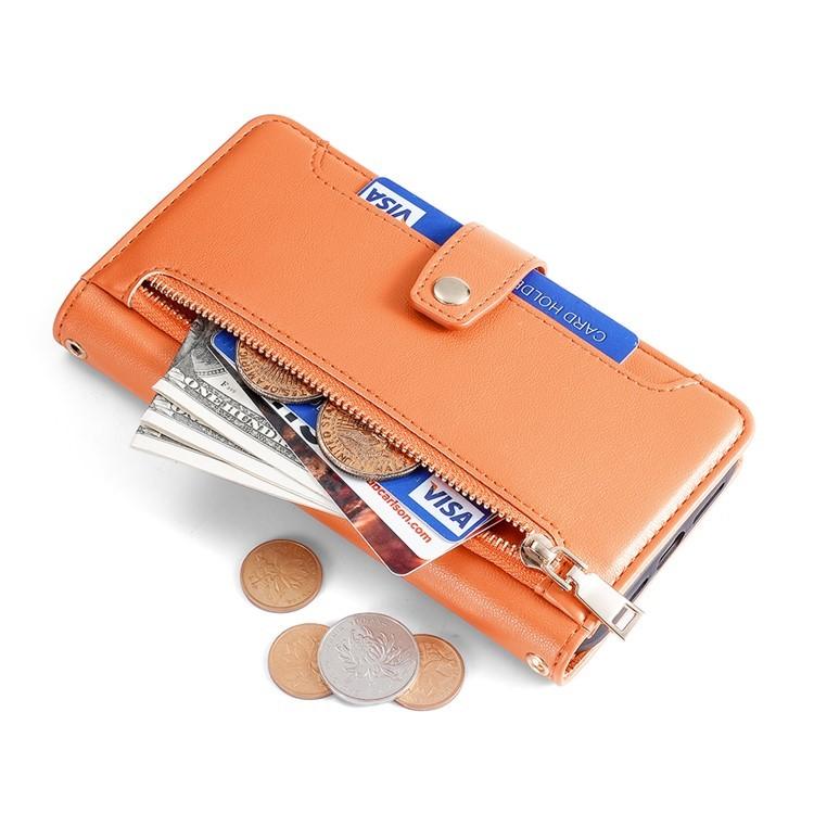 For Redmi Note 14 4G 164.84mm Sheep Texture Cross-body Zipper Wallet Leather Phone Case(Orange)