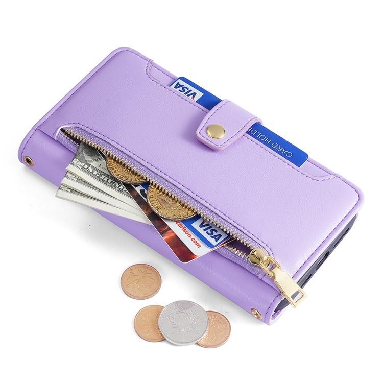 For Redmi A5 4G 171.7mm Sheep Texture Cross-body Zipper Wallet Leather Phone Case(Purple)