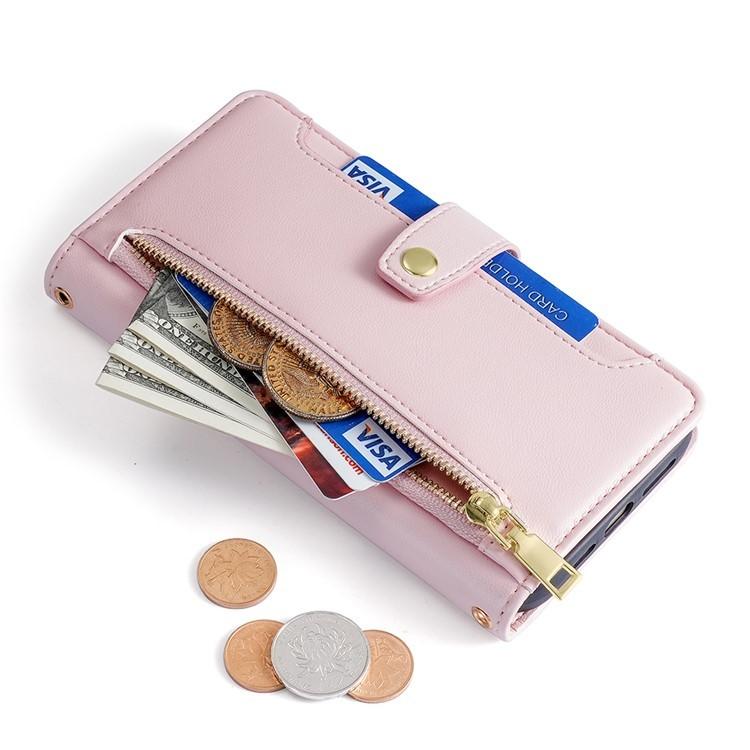 For Redmi Note 15 Pro 4G Global 163.2mm Sheep Texture Cross-body Zipper Wallet Leather Phone Case(Pink)