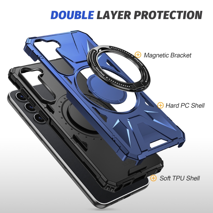 For Samsung Galaxy S25 5G MagSafe Magnetic Shockproof Phone Case with Ring Holder(Navy Blue) For Samsung Galaxy S25 5G MagSafe Magnetic Shockproof Phone Case with Ring Holder(Navy Blue)