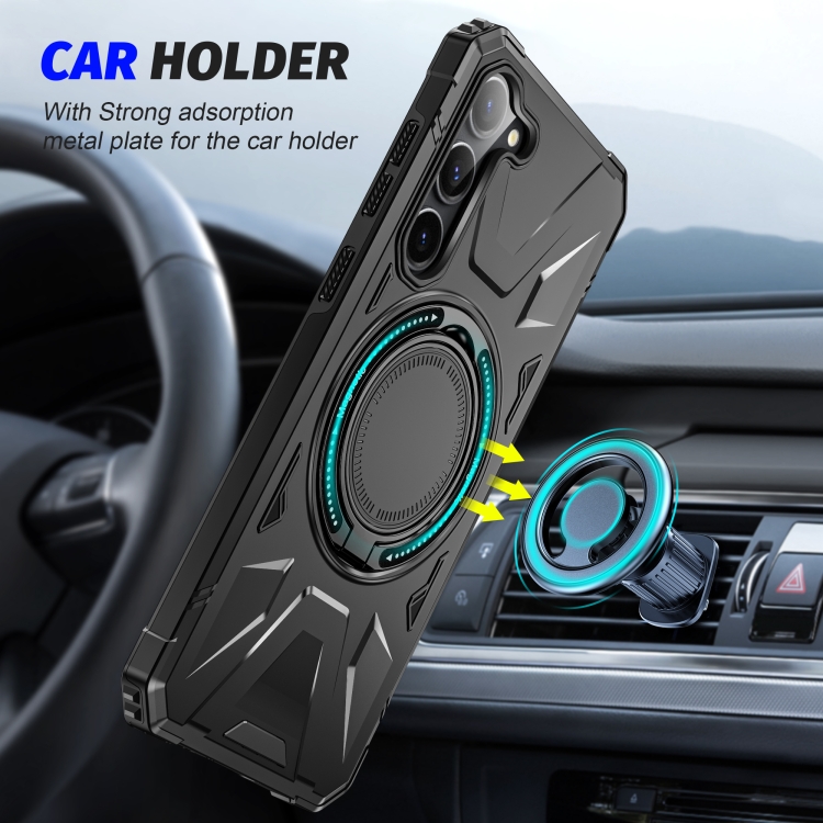 For Samsung Galaxy S25+ 5G MagSafe Magnetic Shockproof Phone Case with Ring Holder(Black) For Samsung Galaxy S25+ 5G MagSafe Magnetic Shockproof Phone Case with Ring Holder(Black)